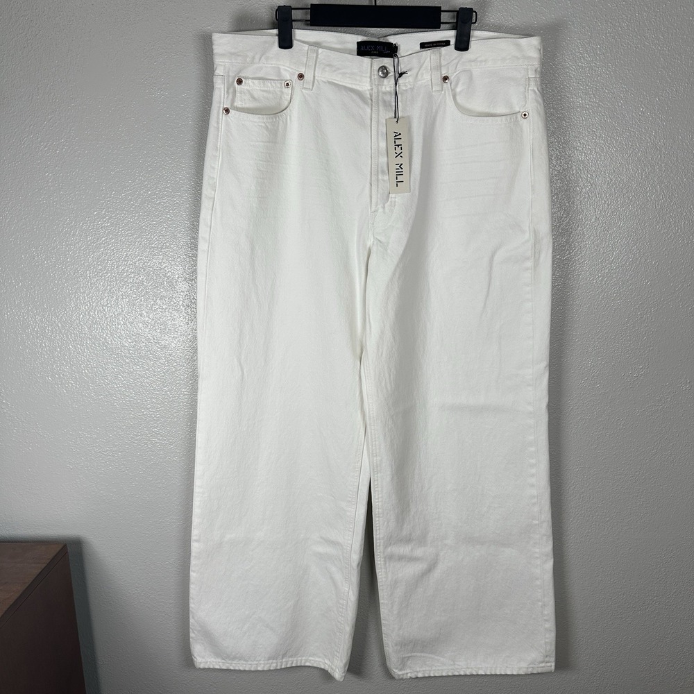 ALEX MILL Alek Relaxed Wide Leg Jeans 33 Sea Salt White Classic Minimalist Denim